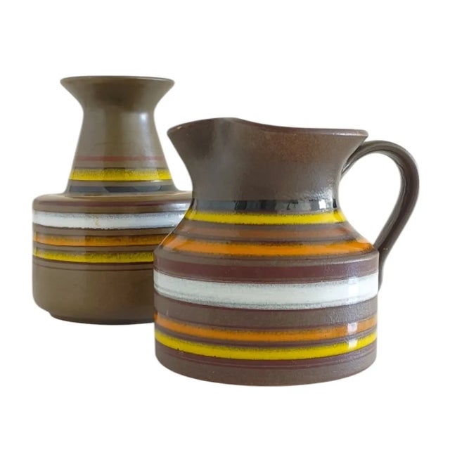Bitossi Fascie Colorate Vase and Pitcher by Aldo Londi for Bitossi, Italy, 1960s, Set of 2 For Sale - Image 4 of 11
