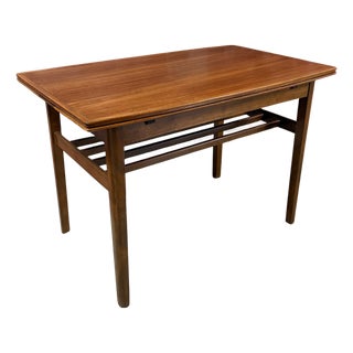 Danish Walnut Draw Leaf Coffee Table, 1960s For Sale