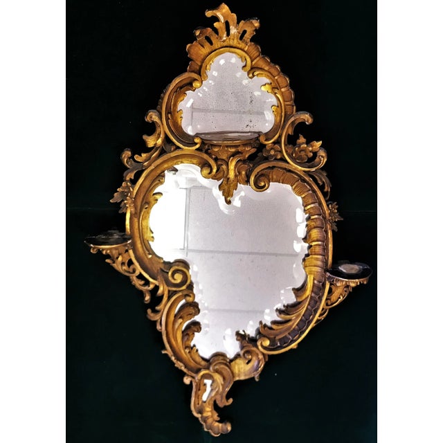 Early 19th Century Victorian Mirror With Elaborate Beveled Edge, Staggered Candle Shelves, and Gilt Wood Finish For Sale - Image 13 of 13
