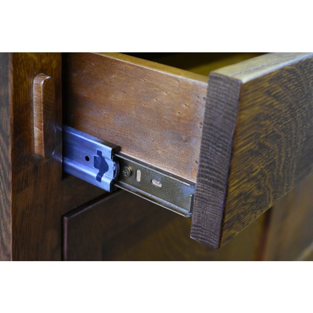 2020s Mission / Arts and Crafts Solid Quarter Sawn Oak Cabinet - Walnut For Sale - Image 5 of 17