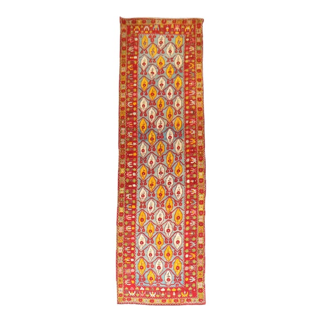 Antique Zabihi Collection Turkish Milas Exquisite Bright Runner - 3'7" x 13'6" For Sale