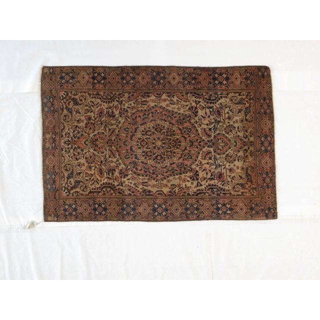 Textile 1900's Antique Sarouk Ferahan , 3'2" X 4'8" For Sale - Image 7 of 7