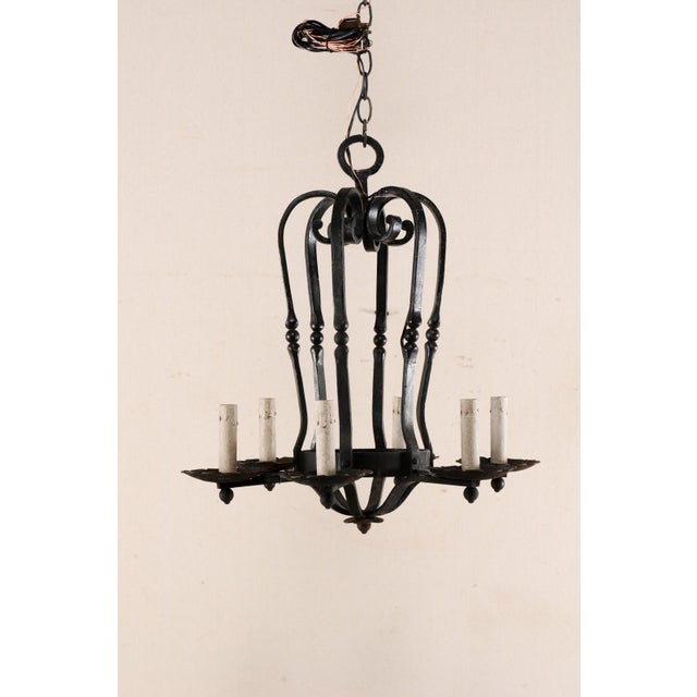 Metal Mid 20th Century French Hand-Forged Chandelier For Sale - Image 7 of 9