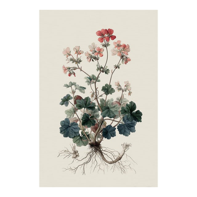 Antique Botanical Study of Robert's Geranium With Root System | Natural History Fine Art Print For Sale