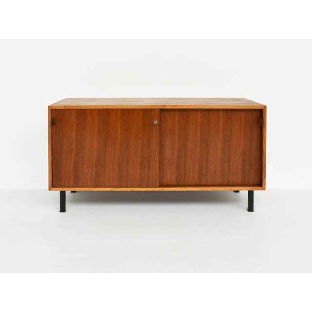Wood Small Sliding Doors and Back Finish Sideboard by Florence Knoll for Knoll Int., USA, 1961 For Sale - Image 7 of 7