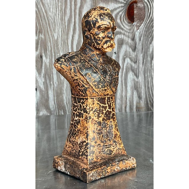 Vintage Boho Patinated Plaster Bust of Man For Sale In West Palm - Image 6 of 7