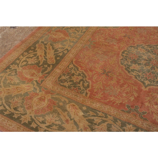 Antique Oushak Rug in Red and Green All Over Floral Pattern For Sale In New York - Image 6 of 8