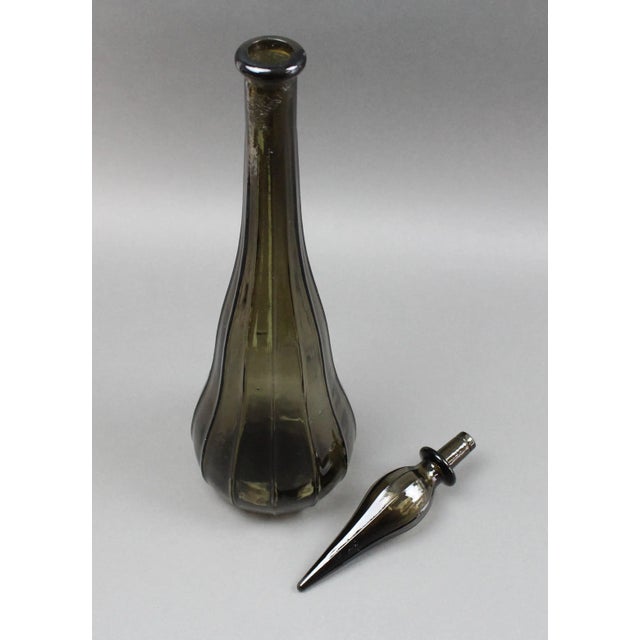 Mid 20th Century Guildcraft Italy Smokey Empoli Glass Decanter Genie Bottle Mid Century Modern For Sale - Image 5 of 9