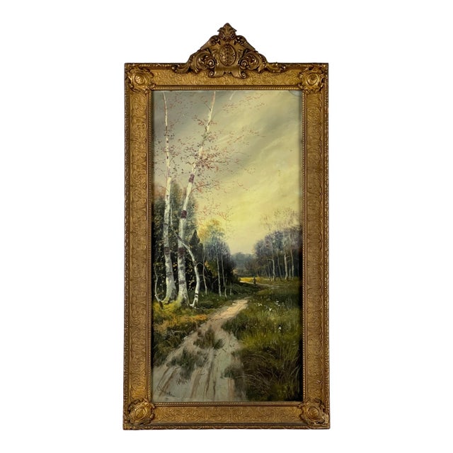 Early 20th Century Figurative Landscape Pastel Drawing, Framed For Sale