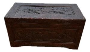 Vintage Large Chinese Carved Camphor Wood Storage Chest