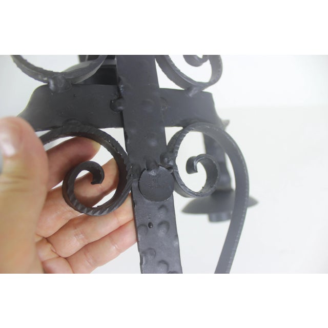 Vintage Spanish Hammered Wrought Iron Candle Sconces- A Pair For Sale - Image 10 of 10