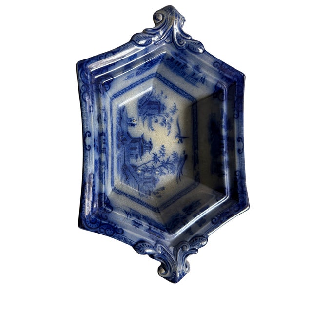 Ceramic Blue and White Pottery Server J. Clementson 19th Century English Ironstone Transferware For Sale - Image 7 of 8
