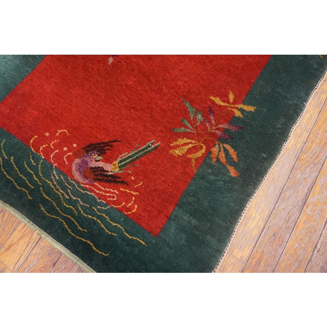 Wonderful Red Color and Unique Floral Antique Chinese Art Deco Rug For Sale - Image 12 of 12