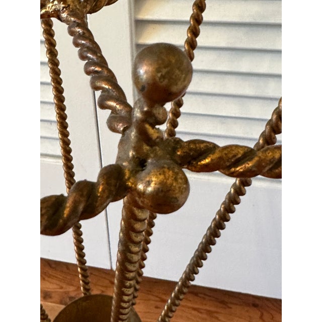 1950s Vintage Italian Rope Metal Gold Gilt Umbrella Form Umbrella Stand For Sale In San Francisco - Image 6 of 10