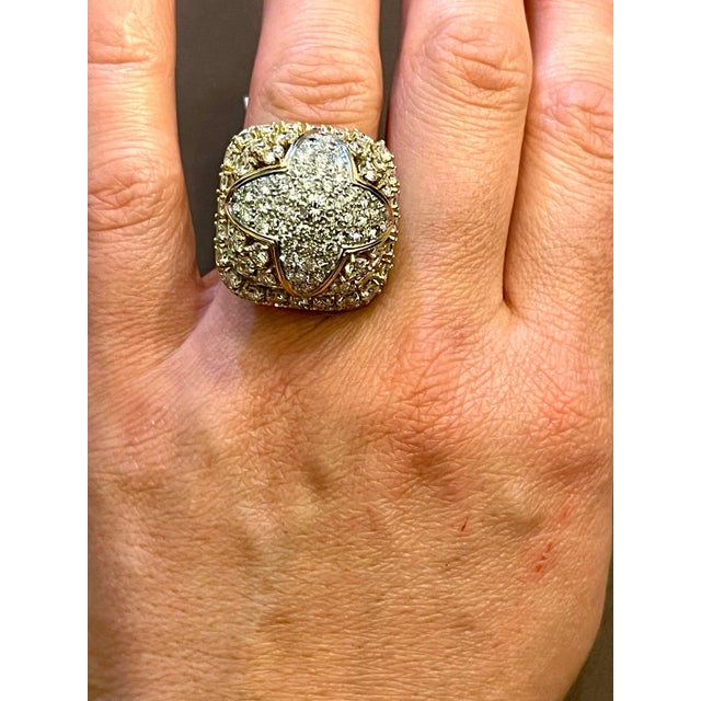 9 Carat Diamonds VS Quality Dome Shape Cocktail Platinum and Gold Ring Estate For Sale - Image 9 of 18