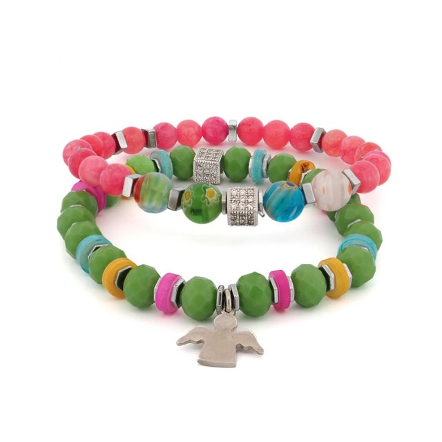 Spring Vibes Angel Charm Colorful Protection Bracelet Set For Sale In Miami - Image 6 of 9