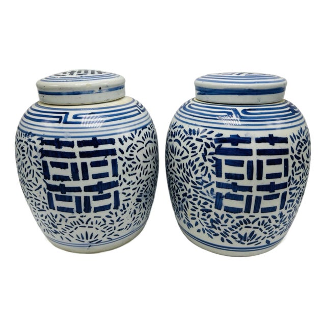Vintage Blue and White Ginger Jars For Sale