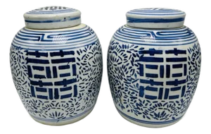 Vintage Blue and White Ginger Jars