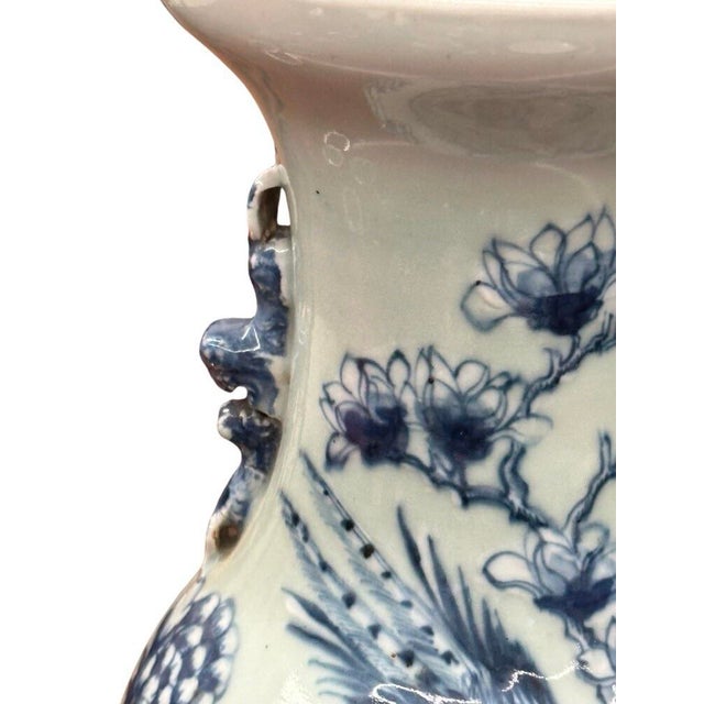 Ceramic Pair of Late 19th Century Chinese Blue & Celadon Vases With Handles For Sale - Image 7 of 12