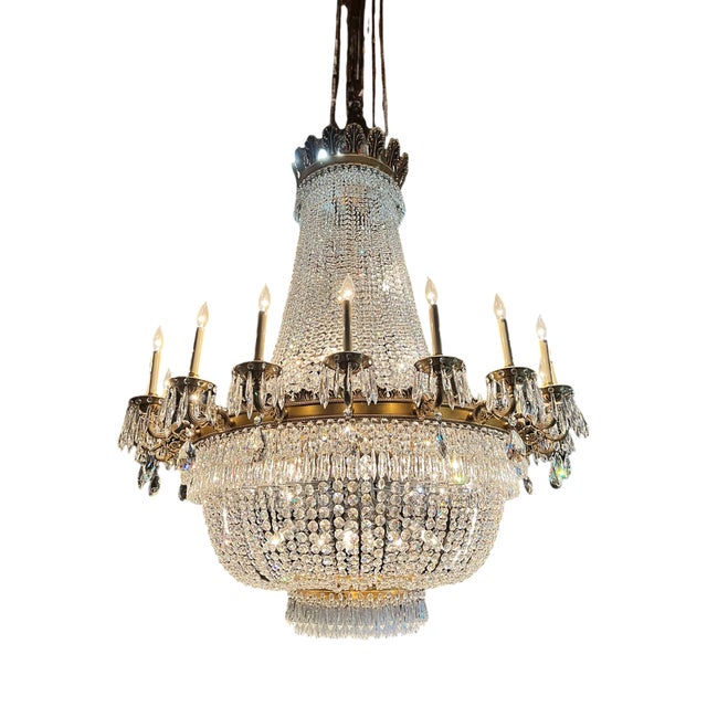 Vintage Crystal Chandelier, 1980s For Sale