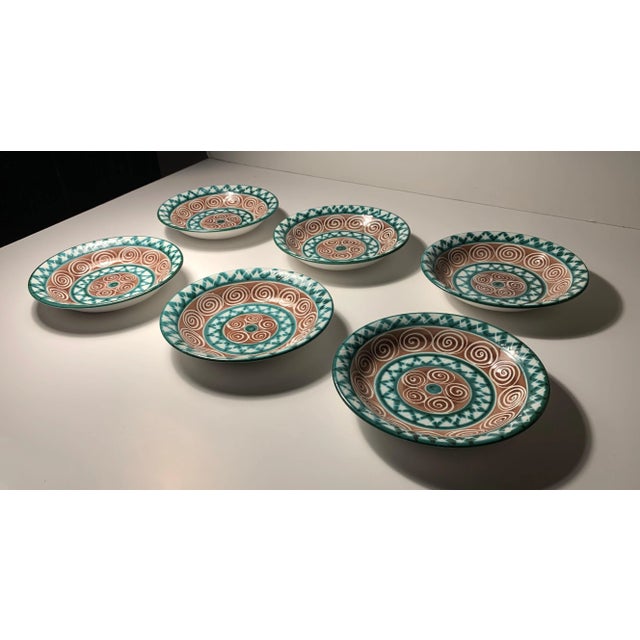 Mid-Century Modern Robert Picault Set of 6 Shallow Bowl Plates For Sale - Image 3 of 7