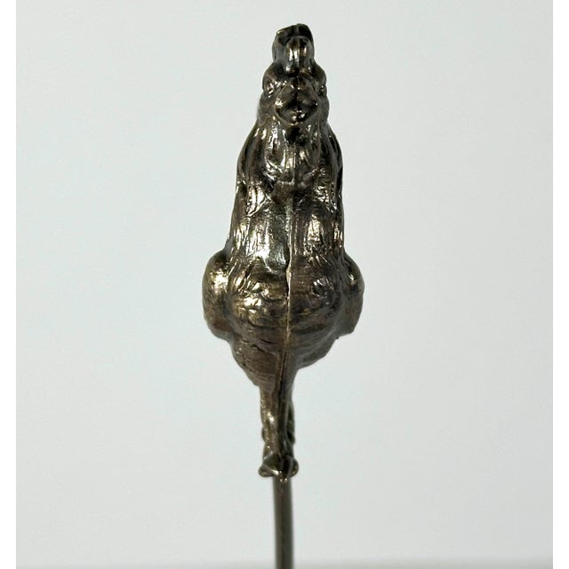 Victorian Antique French Silver Plate Cockerel Skewer: Victorian Rooster Hatelet For Sale - Image 3 of 10