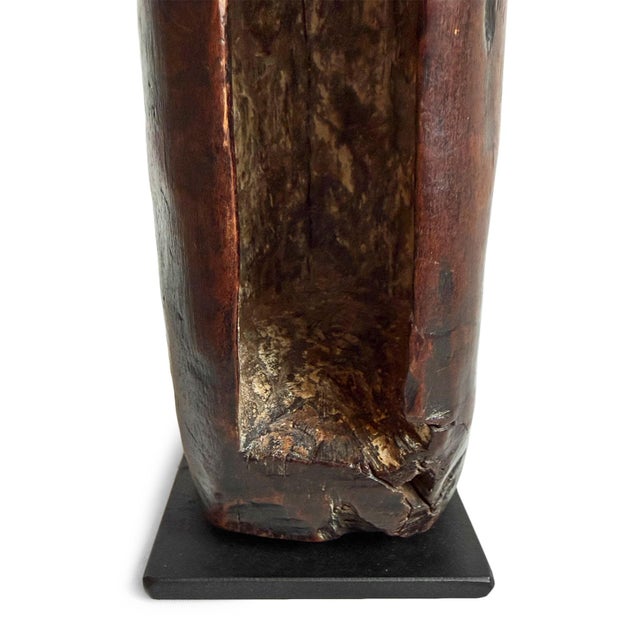 Brown Antique Old African Tribal Yaka Slit Drum on Stand For Sale - Image 8 of 9