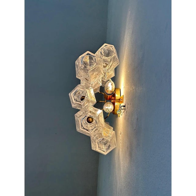 Transparent Poliedri Murano Glass Gold Wall Sconce by Simoeng for Simoeng For Sale - Image 6 of 8