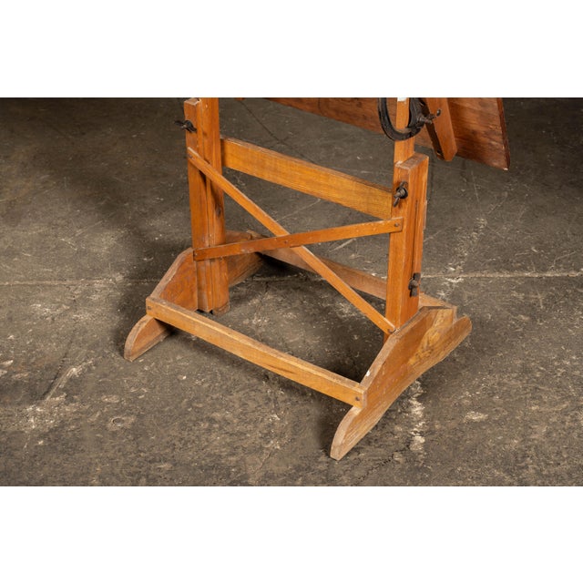 Brown Small Antique Adjustable Wooden Drafting Table For Sale - Image 8 of 13