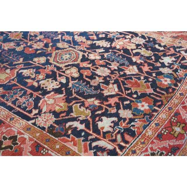 19th Century Antique Serapi Rug 4'3'' x 5' For Sale - Image 5 of 9