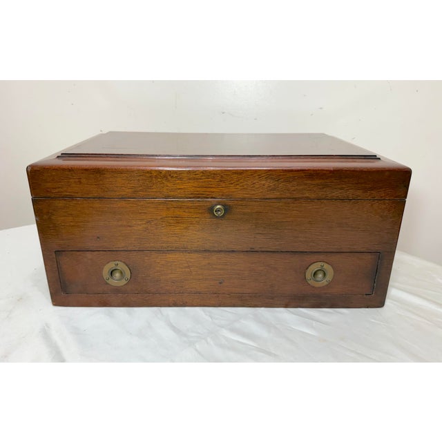 Large Antique J Wanamaker 1800's Wood Brass Flatware Silverware Box Display Case For Sale - Image 4 of 14
