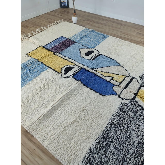 2020s Cubist Abstract Multicolor Handwoven Wool Moroccan Rug For Sale - Image 5 of 12