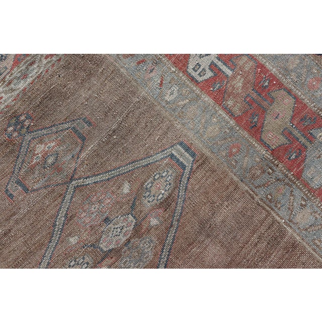 Antique Sarab Runner With Sub-Geometric Medallion Design in Red, Blue & Brown For Sale - Image 12 of 12