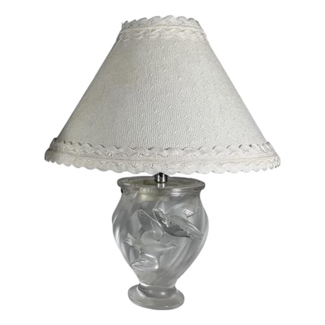 1930s Lalique French Art Deco Frosted Lead Crystal Lamp Sign in Script. For Sale