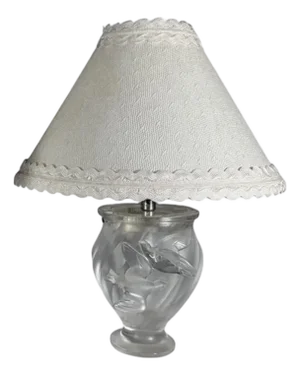 1930s Lalique French Art Deco Frosted Lead Crystal Lamp Sign in Script.