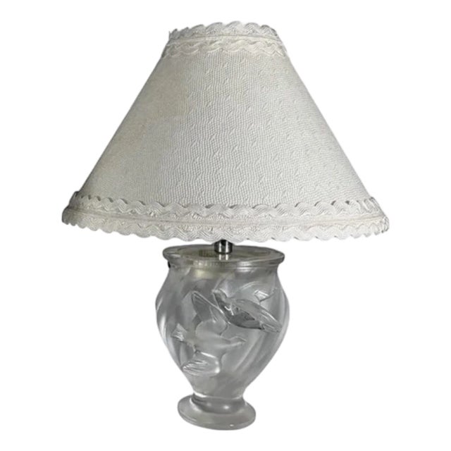 Lalique French Art Deco Frosted Lead Crystal Lamp Sign. For Sale