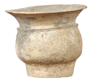 Antique Chinese Han Dynasty Terracotta Vessel with Incised Accents