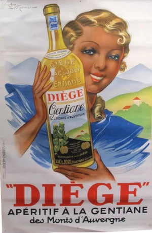 1936 French Art Deco Poster - Diege Aperitif a La Gentiane (Unlined)