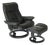Ekornes Stressless Large Royal Paloma Black Leather Swivel Recliner and Ottoman For Sale