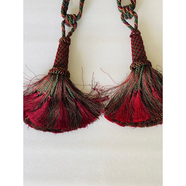 1960s Large Taspberry Ted Silk Tiebacks With Tassels For Sale - Image 5 of 5
