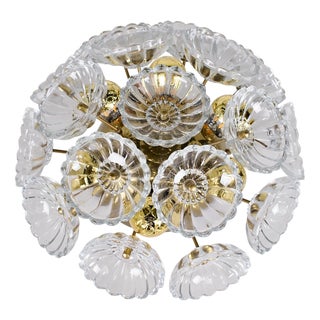 Sputnik Dandelion Ceiling Light in Glass and Brass, 1960s For Sale