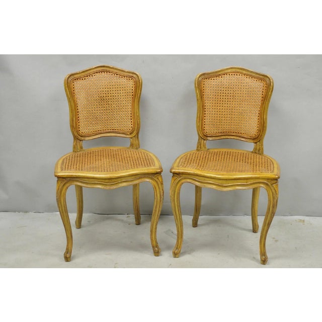 Vintage French Provincial Louis XV Style Cane Dining Side Chairs - Set of 6 For Sale - Image 18 of 18