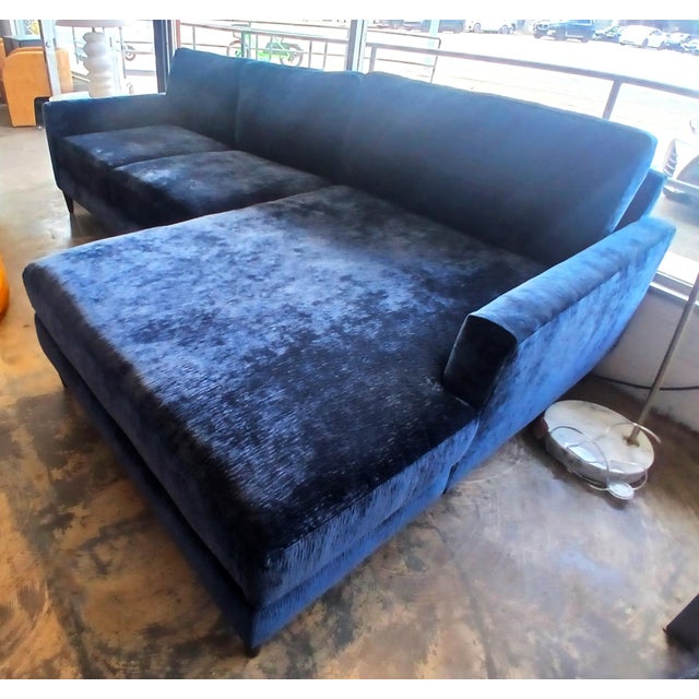 Not Yet Made - Made To Order Aria 110" Blue Velvet Sectional For Sale - Image 5 of 5