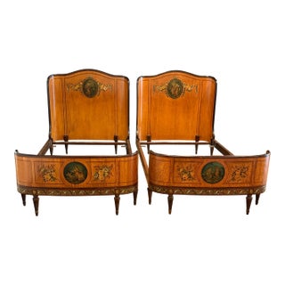 Pair of Antique Louis XV Painted Wood Beds For Sale