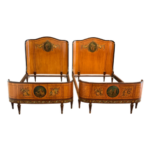 Pair of Antique Louis XV Painted Wood Beds