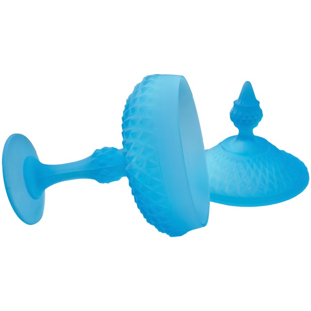 Mid 20th Century Handmade & Textured Blue-Opalescent Glass Candy Dish For Sale - Image 4 of 4