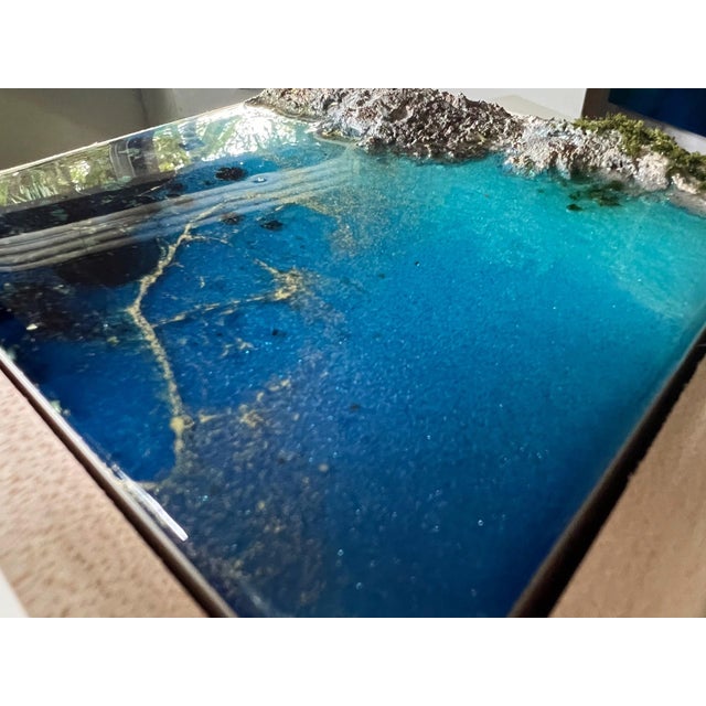 Flying Over the Ocean #7 by Ana Hefco | Layered tinted resin & Mixed Media on wood panel ocean scene For Sale - Image 4 of 5