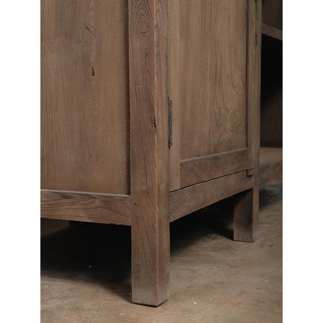 Stone Late 20th Century Rustic Wooden Sideboard Storage Console With Marble Top For Sale - Image 7 of 8