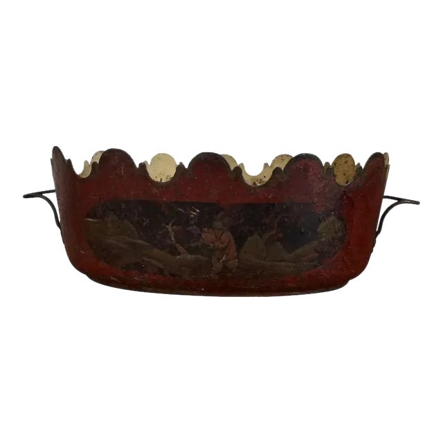 1790 - 1800 French Empire Paint Decorated Tole Monteith Planter Cachepot For Sale