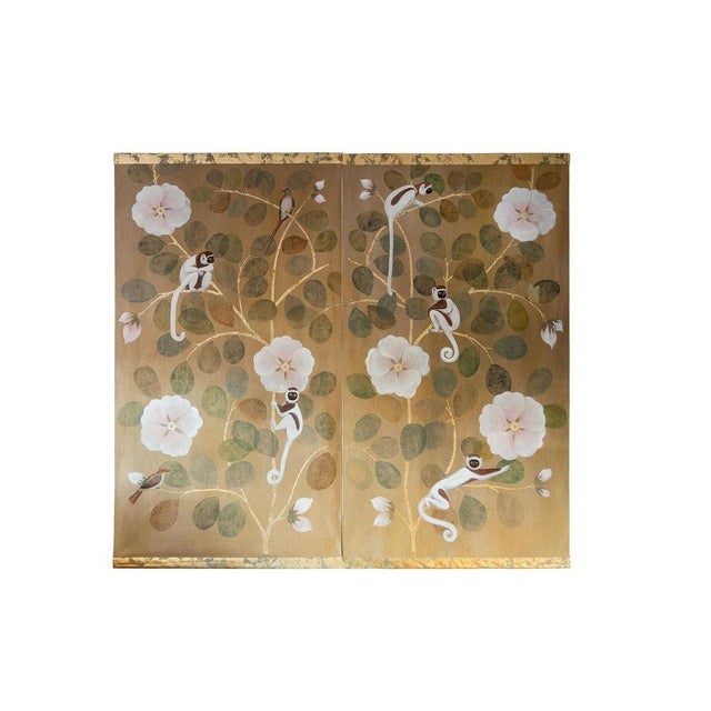 Textile French Artist, Lemurs, Painted Canvas For Sale - Image 7 of 8